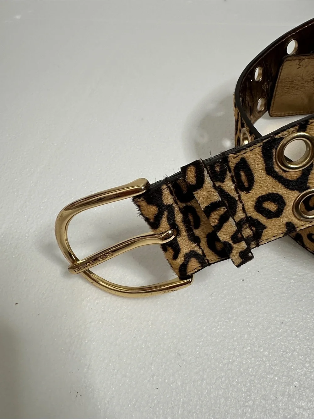 Michael kors Leopard Print Double-Grommet Women's Belt - Gold Hardware size M